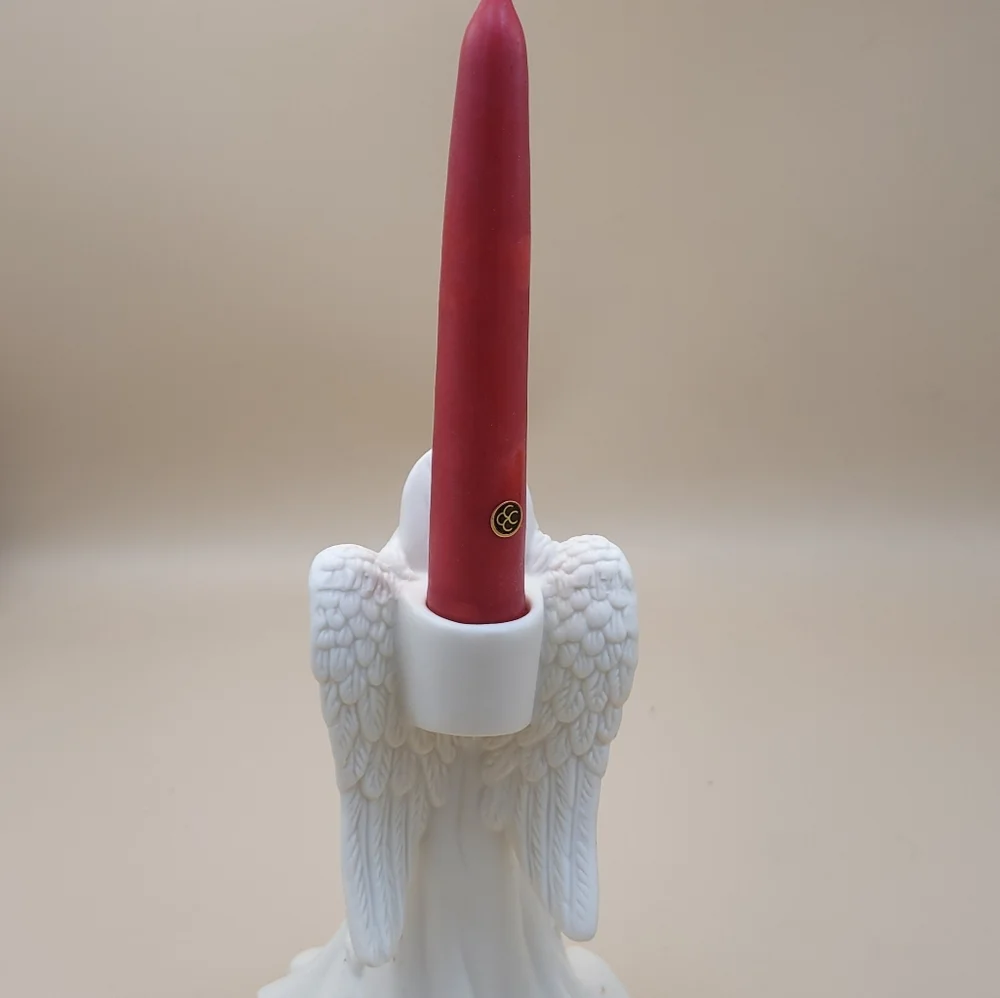 Vtg Partylite Angel of Light Bisque Taper Candle‎ Holder P0425 Retired With Box
